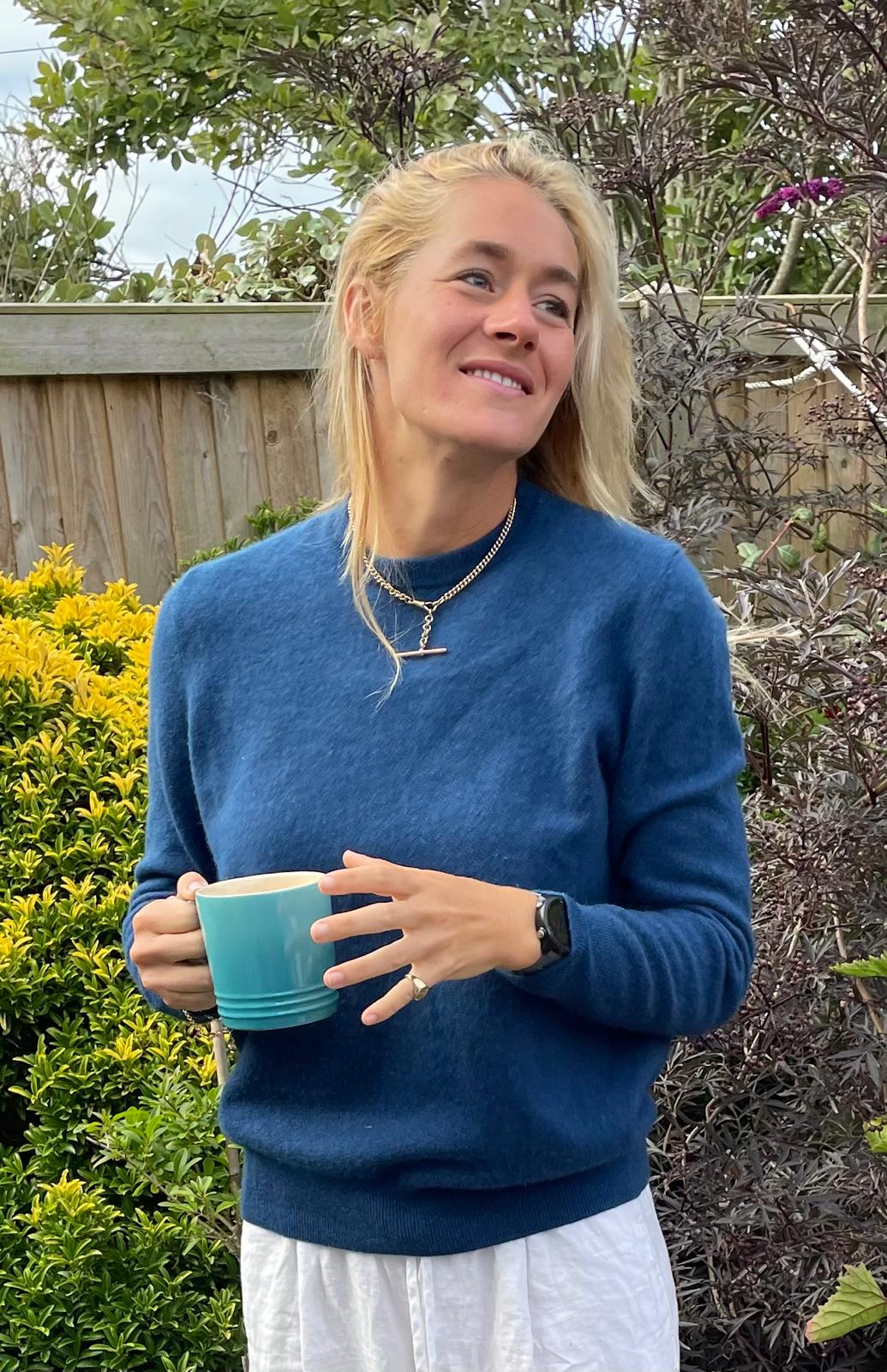 John Lewis crew neck in rich marine blue, 42”, L (excellent condition)