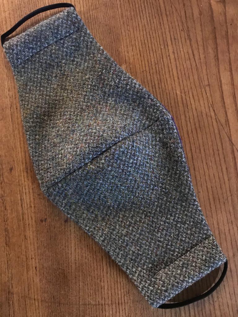 Blue Harris Tweed Mask with Cashmere Lining