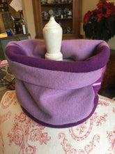 Load image into Gallery viewer, Reversible Snood  - Patchwork with magenta, pink and cream stripes, mauve and aubergine

