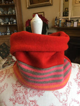 Load image into Gallery viewer, Reversible Snood  - Scarlet with Stripes in Grey

