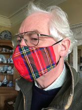 Load image into Gallery viewer, Silk Stewart Tartan Mask with Red Lining
